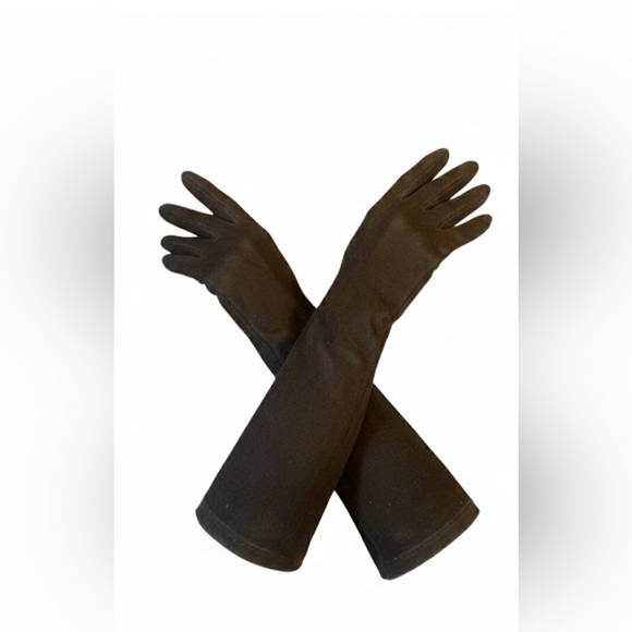 Accessories - Vintage Black Cloth Elegant Long Gloves